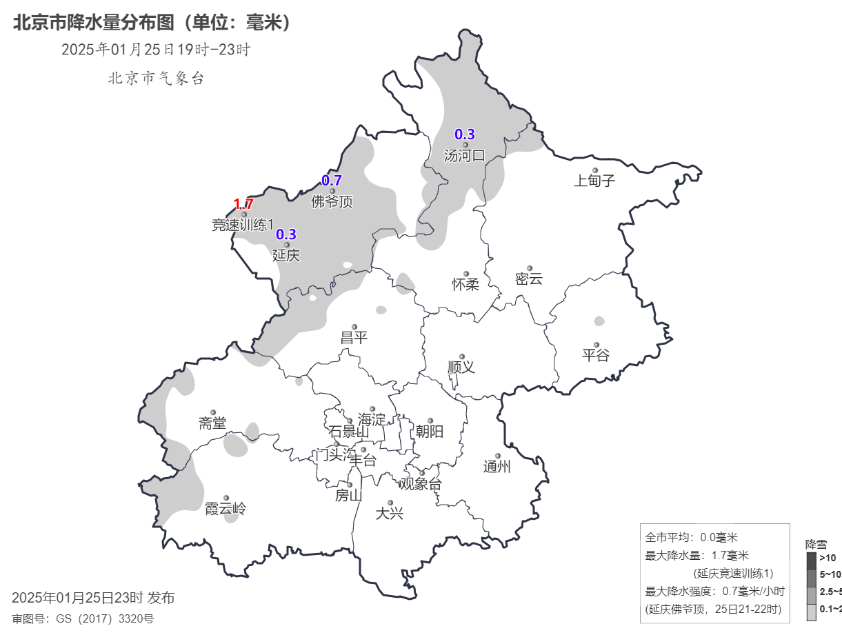 北京城区西部开始飘雪，后半夜降雪将影响北京大部